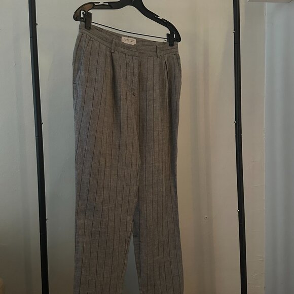 Gabriela Hearst Linen Pinstripe Tailored Pleated Pants — Size IT 42 (US 6) - Picture 3 of 8